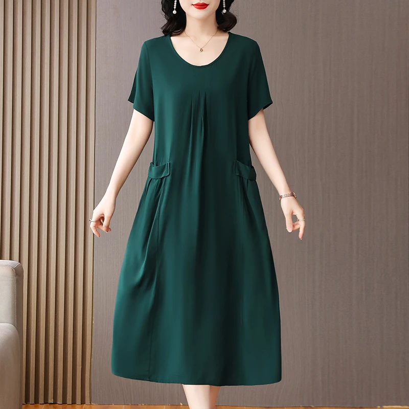 New Fashion 2025 Casual O-Neck Dresses Clothes Vintage Elegant Vestidos Short Sleeve Print Floral Plus Size Women Summer Dress - Image 4