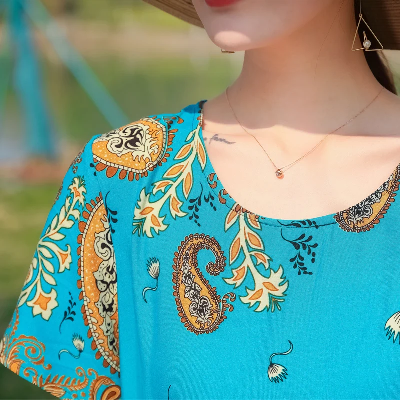 New Casual Fashion Summer Dress For Women Short Sleeve O-Neck Dress Female Plus Size Women Clothing - Image 6