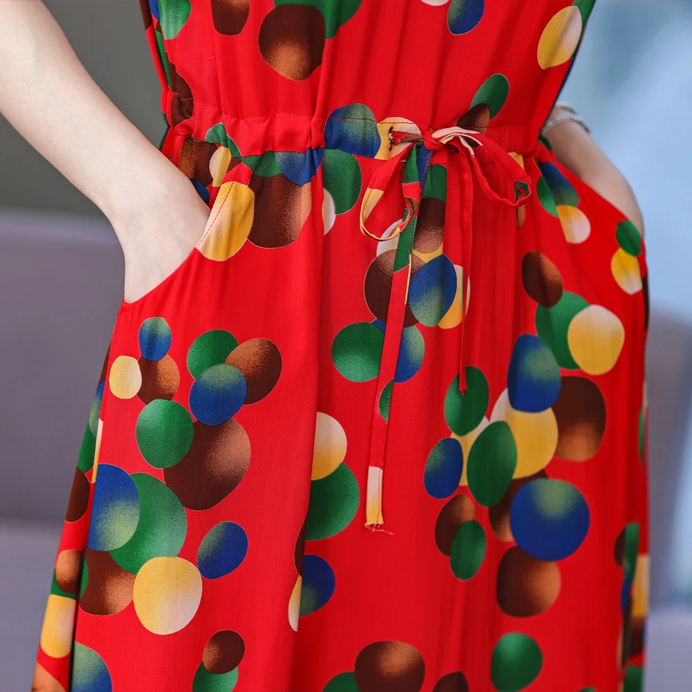 New Fashion Casual 2025 Summer Vintage Dresses O-Neck Print Floral Elegant Party Dress For Women Slim Plus Size Women Clothing - Image 6