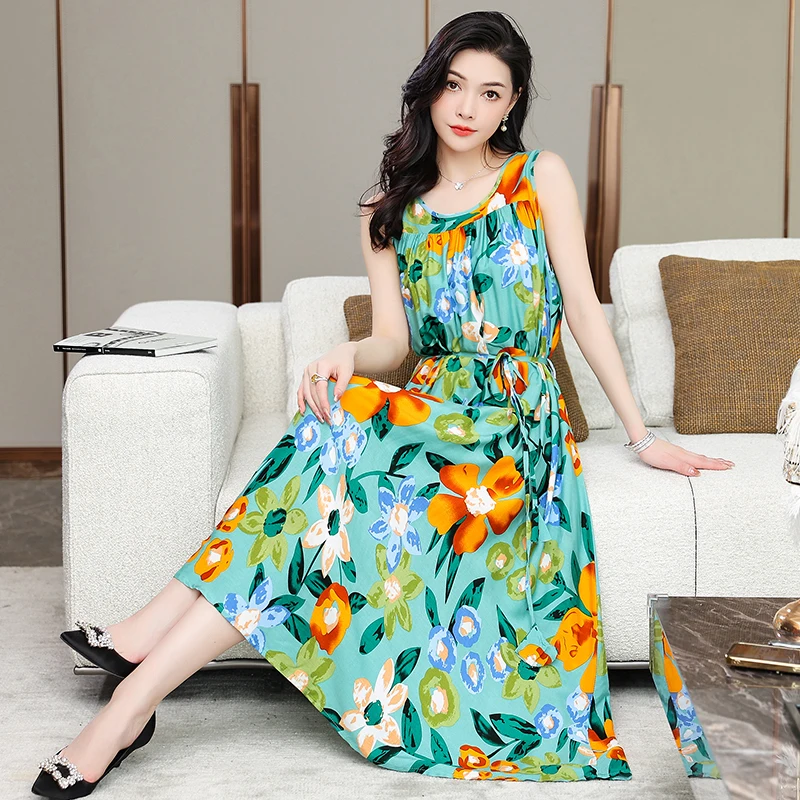 New 2024 Hot Summer Dresses For Women Flowers Vintage Dress Plus Size Short Sleeve Femme Casual Print Dresses Women Clothing - Image 6