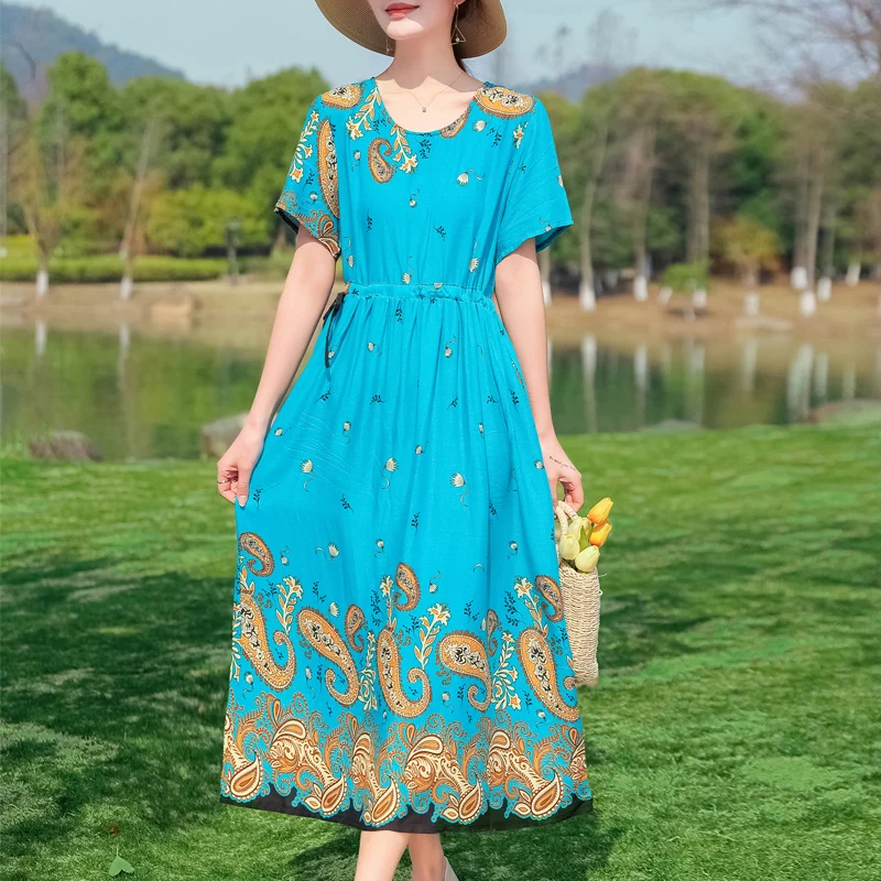 New Casual Fashion Summer Dress For Women Short Sleeve O-Neck Dress Female Plus Size Women Clothing - Image 5