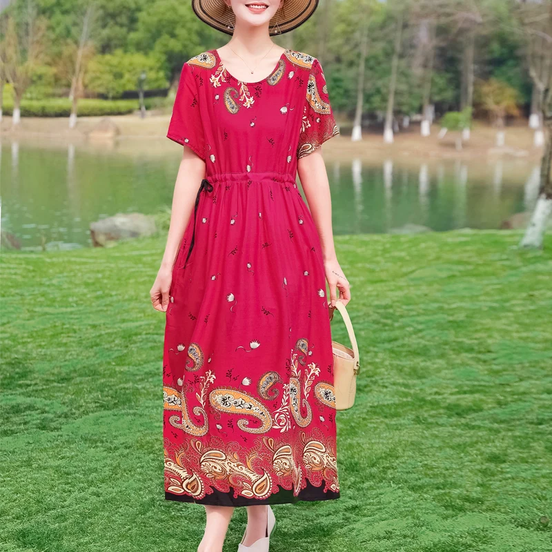 New Casual Fashion Summer Dress For Women Short Sleeve O-Neck Dress Female Plus Size Women Clothing - Image 4